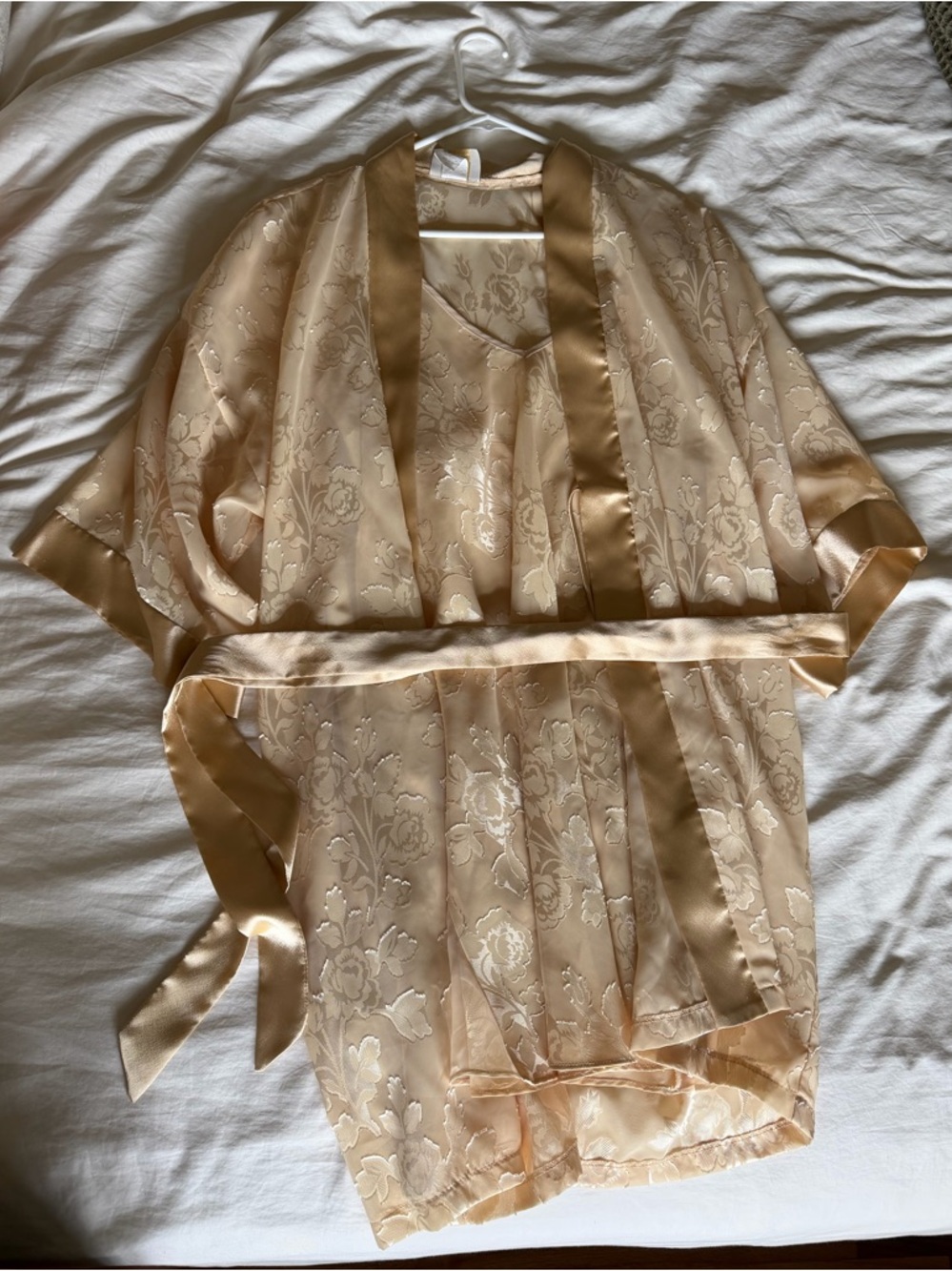 Vintage Gold Robe and Nightgown Set